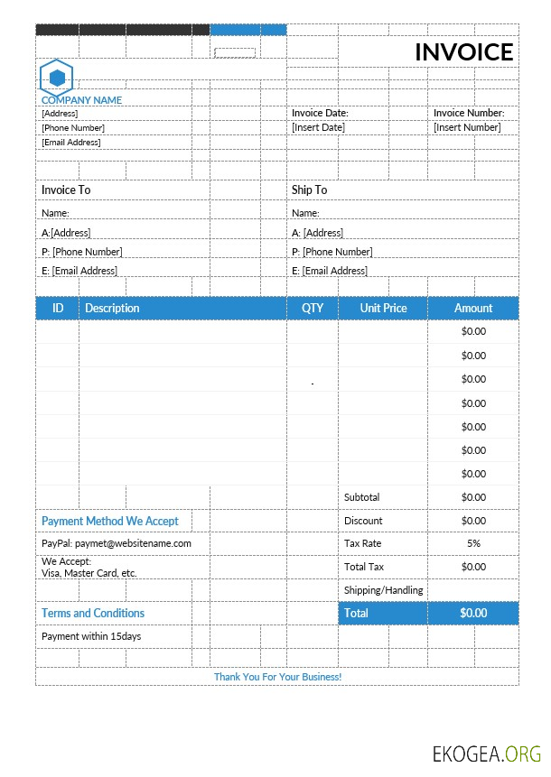 Modèle de facture d'estimation simple